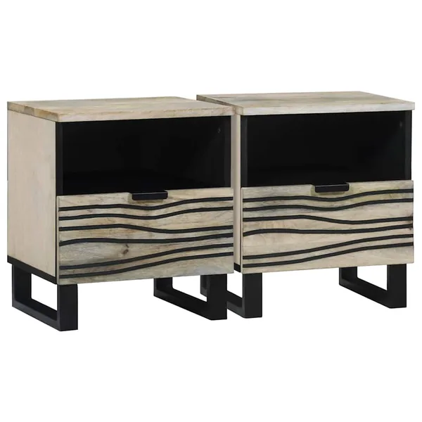 Table de chevet 2 pcs Blanc 40 x 33 x 46 cm Bois d'ingénierie