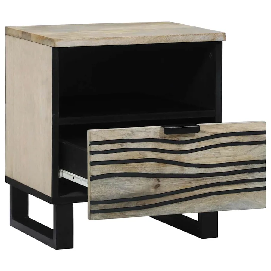 Table de chevet 2 pcs Blanc 40 x 33 x 46 cm Bois d'ingénierie - 3