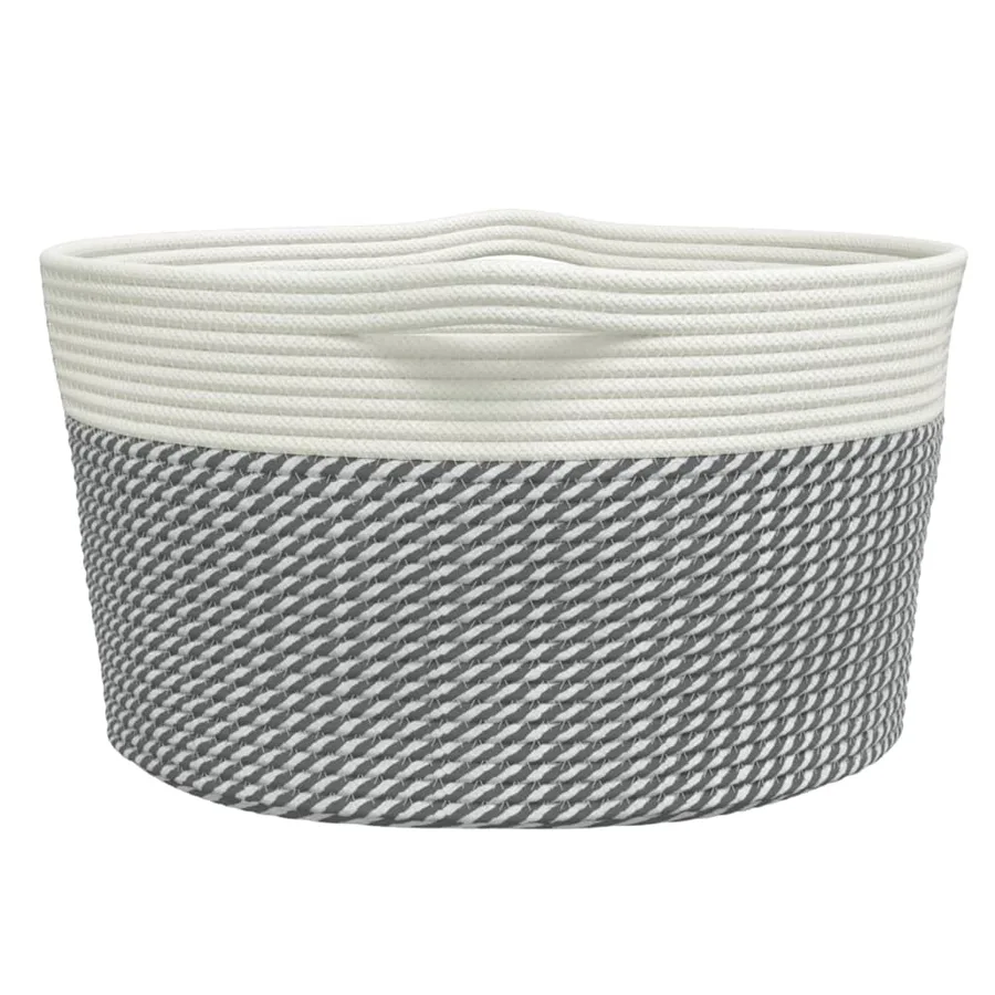 Panier de rangement gris et blanc Ø40x25 cm coton - 5