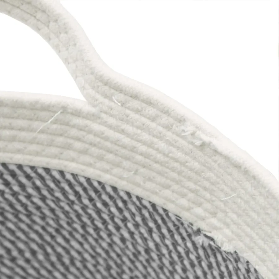 Panier de rangement gris et blanc Ø40x25 cm coton - 6