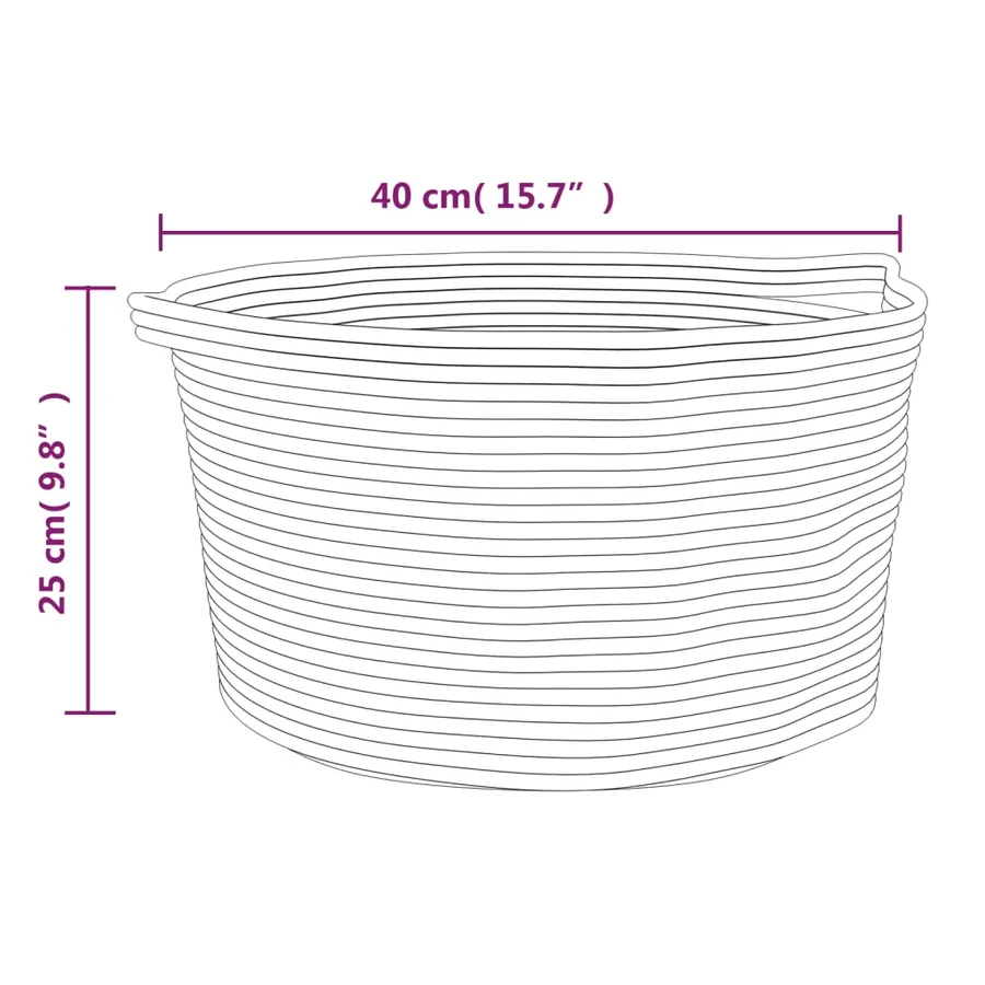 Panier de rangement gris et blanc Ø40x25 cm coton - 9