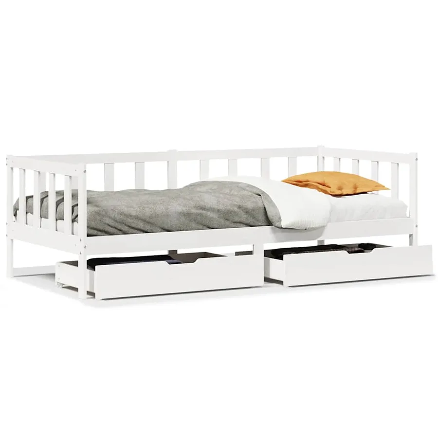Lit de jour et tiroirs sans matelas blanc 80x200 cm bois massif - 2