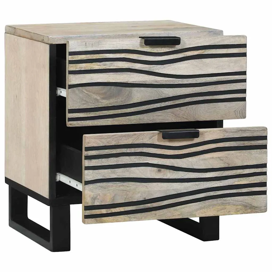 Table de chevet Blanc 40 x 33 x 46 cm Bois d'ingénierie - 2
