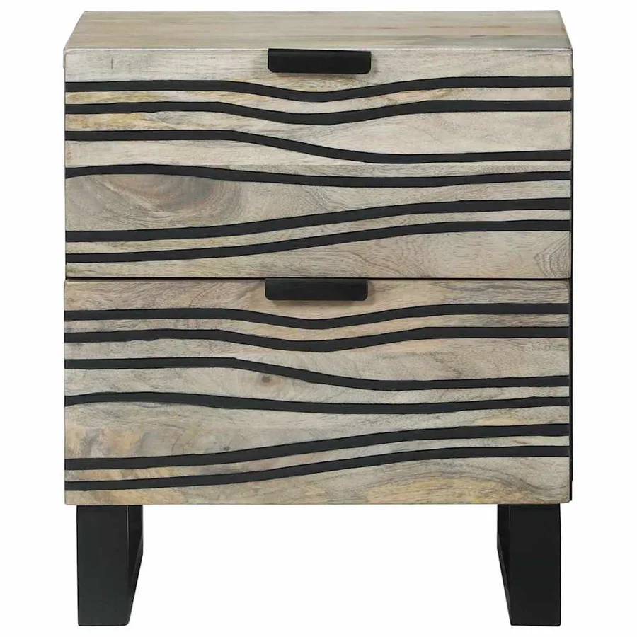 Table de chevet Blanc 40 x 33 x 46 cm Bois d'ingénierie - 3