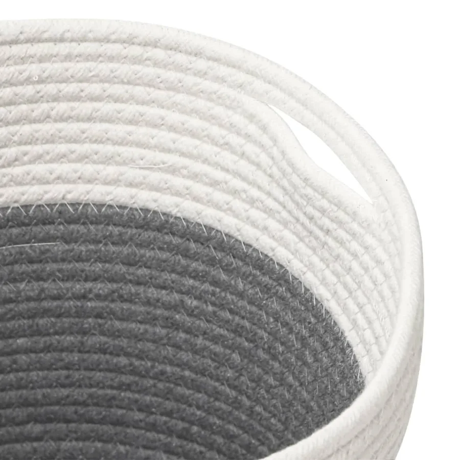 Paniers de rangement 2 pcs gris et blanc Ø28x28 cm coton - 7