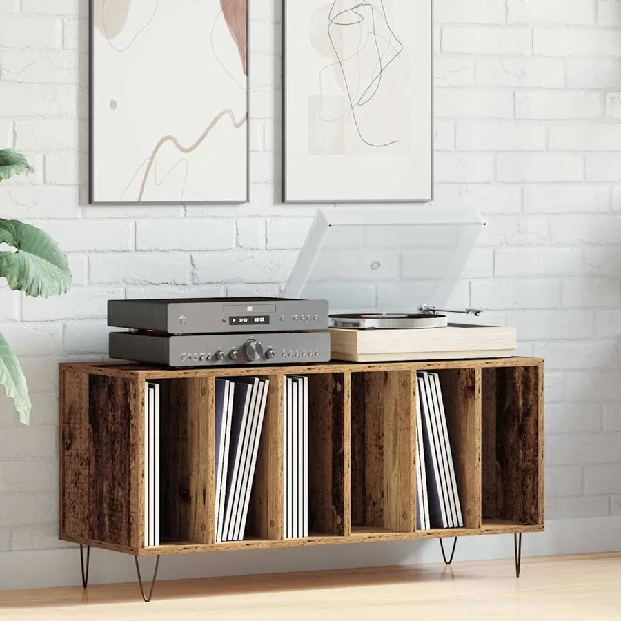 Meuble à vinyles Bois ancien 100 x 38 x 48 cm Bois d'ingénierie