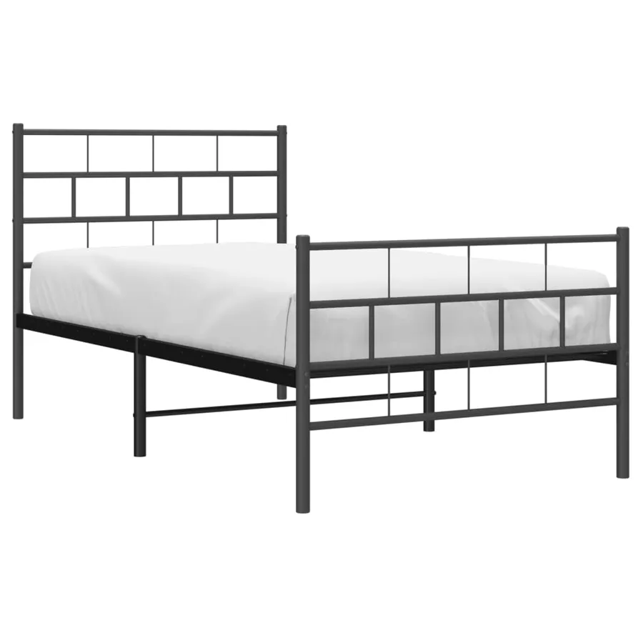 Cadre de lit métal sans matelas avec pied de lit noir 107x203cm - 3