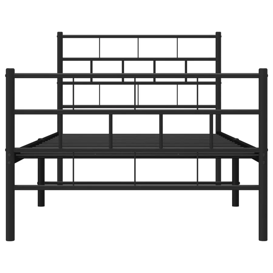 Cadre de lit métal sans matelas avec pied de lit noir 107x203cm - 5