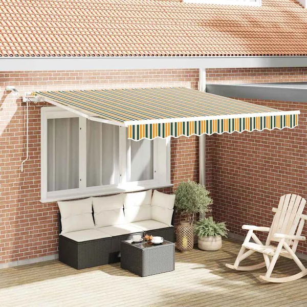 Auvent rétractable Vert et jaune 350 x 250 cm Polyester