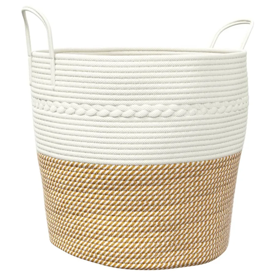 Panier de rangement marron et blanc Ø43x38 cm coton - 2
