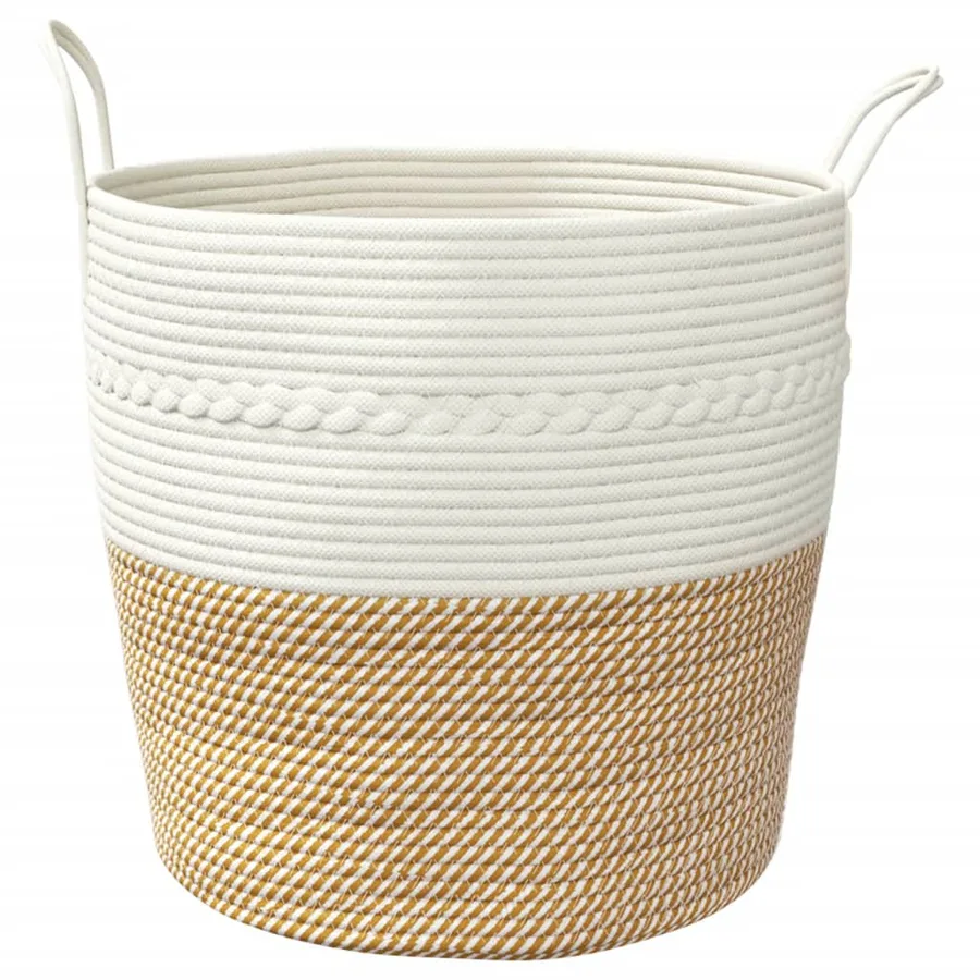 Panier de rangement marron et blanc Ø43x38 cm coton - 4