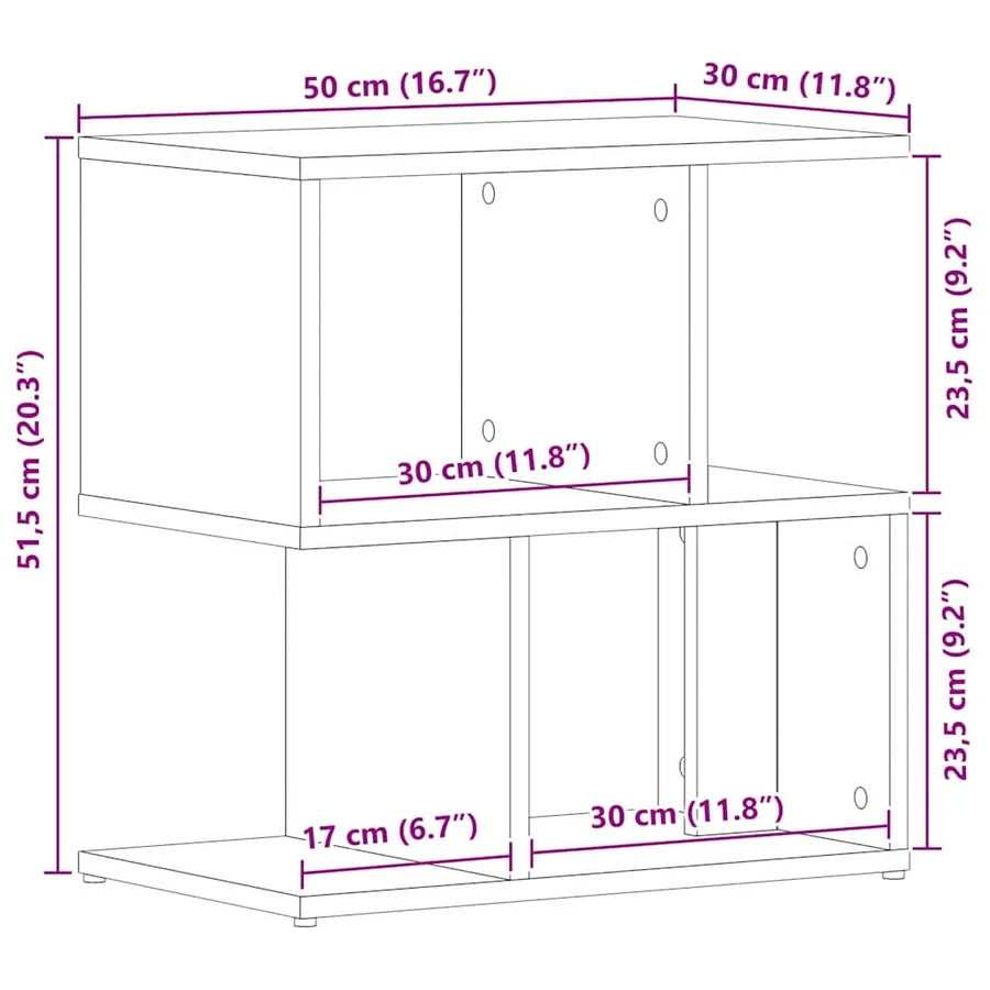 Cabinet de chevet Chêne noir 50 x 30 x 51,5 cm - 8