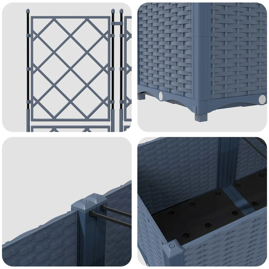 Cache-pot de jardin 3 pc Gris 120 x 40 x 143 cm PP - 7