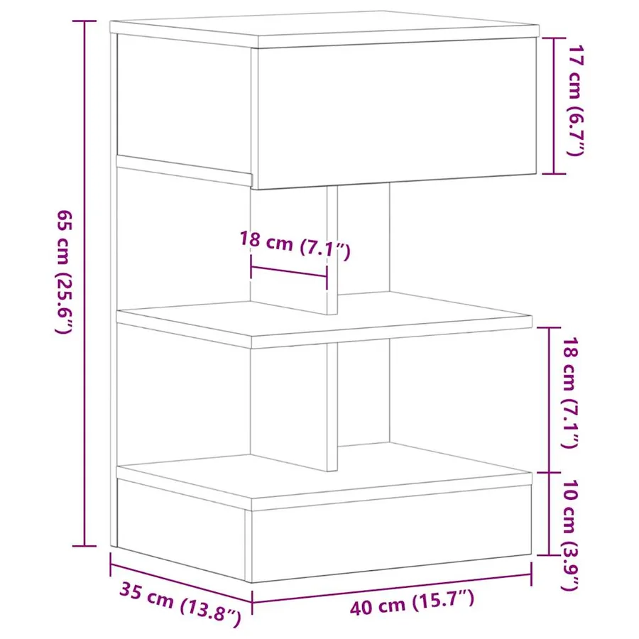 Cabinet de chevet Chêne noir 40 x 35 x 65 cm Bois d'ingénierie - 12