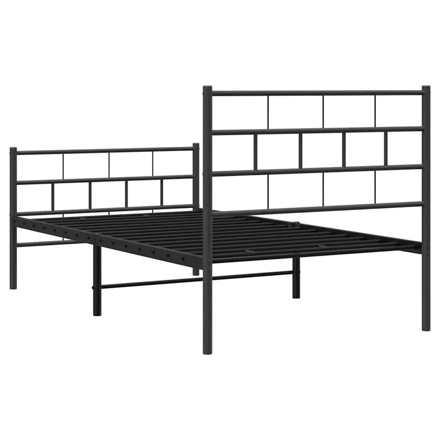 Cadre de lit métal sans matelas avec pied de lit noir 100x190cm - 8