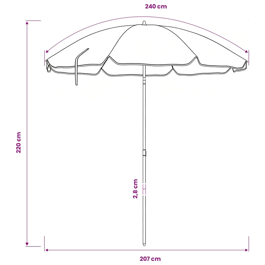Parasol de jardin 240 cm polyester 170T Camouflage - 8