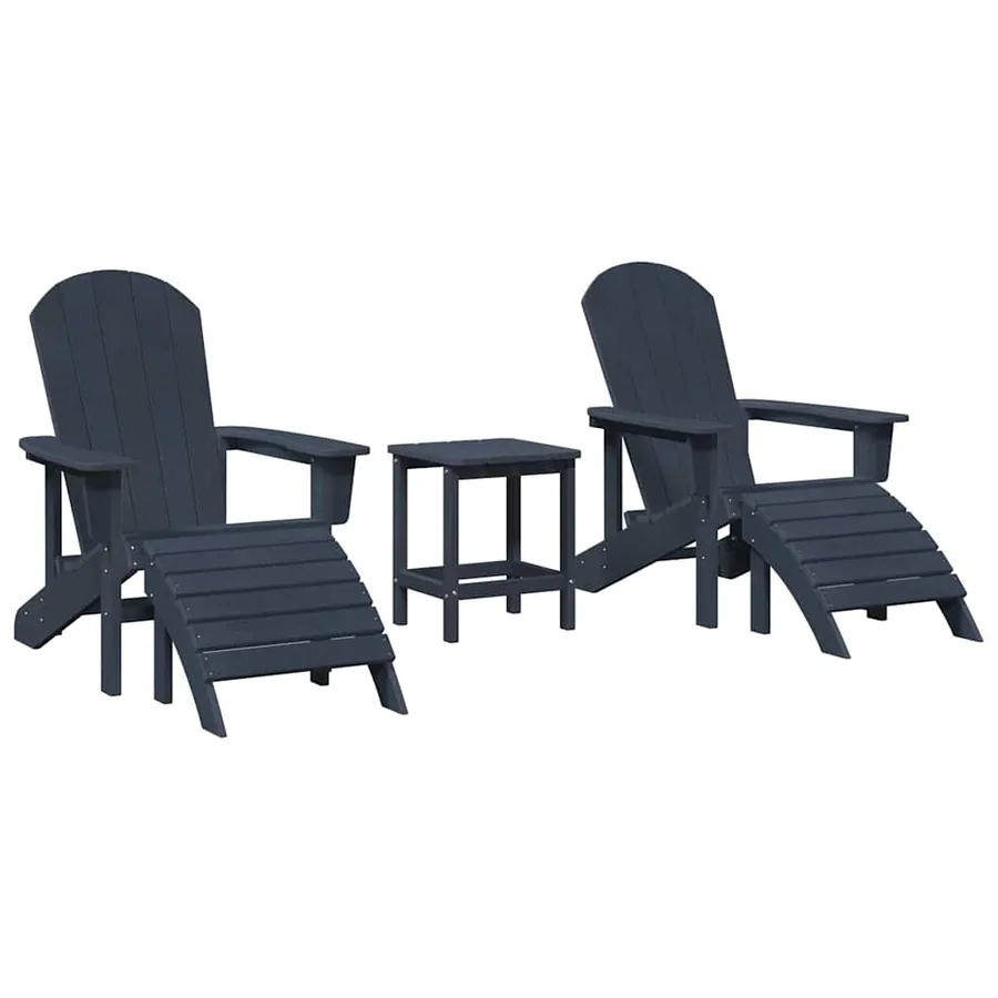 Chaise de jardin 3 pcs Bleu marine Polyéthylène - 2