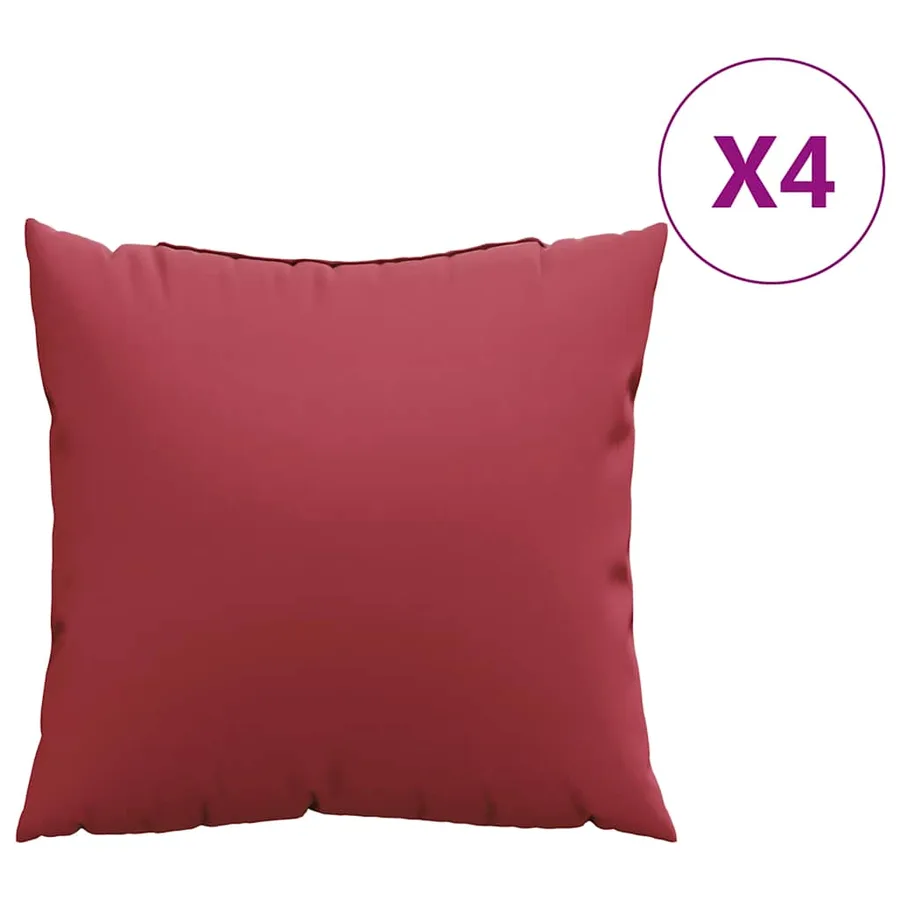 Coussins de canapé 4 pcs rouge vin 60x60 cm tissu - 2