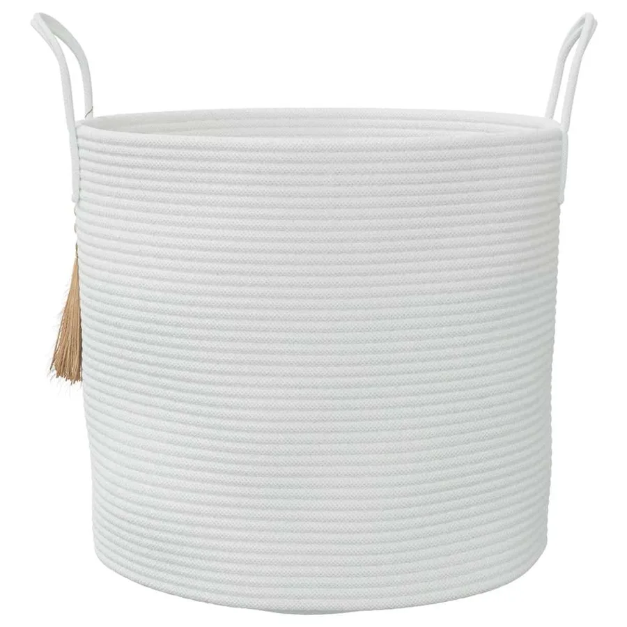 Panier de rangement blanc Ø40x35 cm coton - 4
