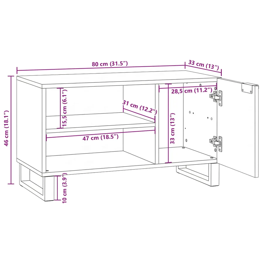 Unites TV Blanc 80 x 33 x 46 cm Bois d'ingénierie - 12