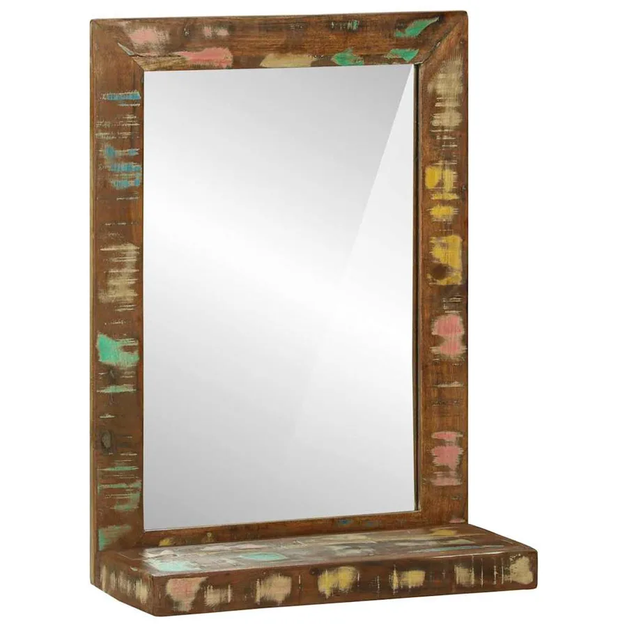 Miroir de salle de bain avec étagère Marron Bois Recyclé Solide - 2