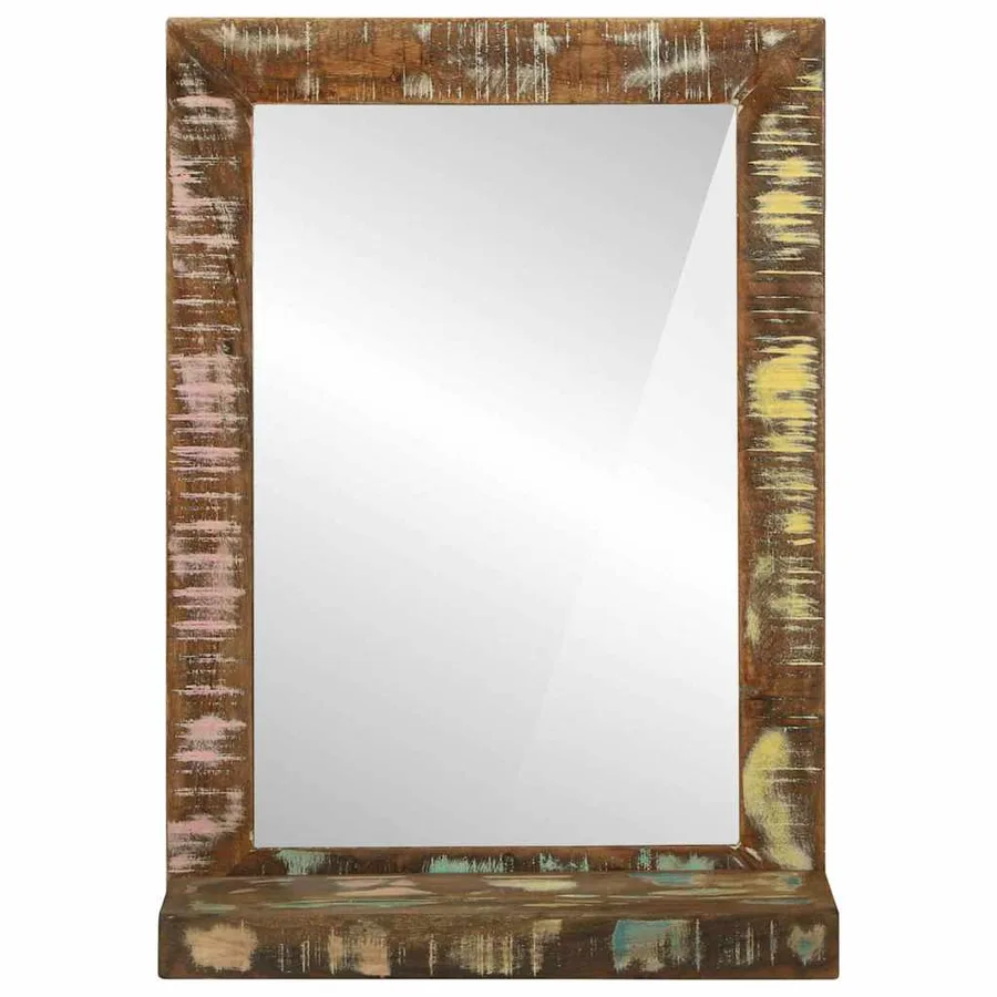 Miroir de salle de bain avec étagère Marron Bois Recyclé Solide - 4