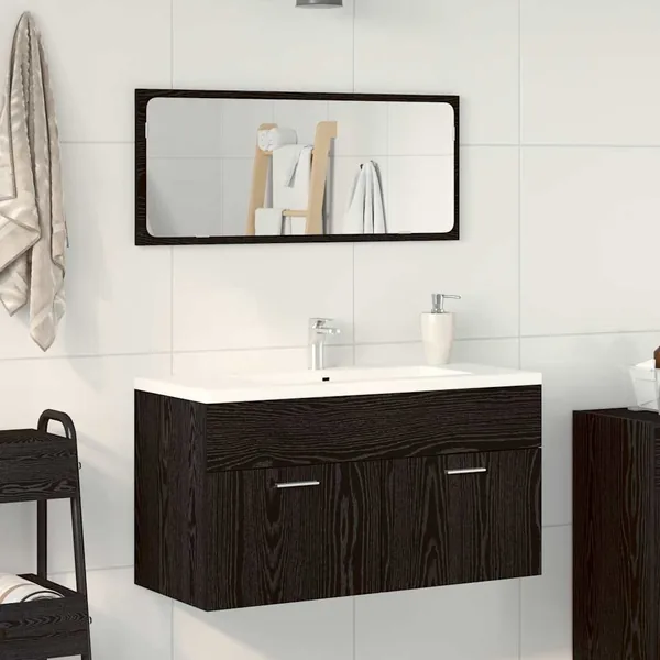 Ensemble de mobilier de salle de bain 2 pcs Chêne noir