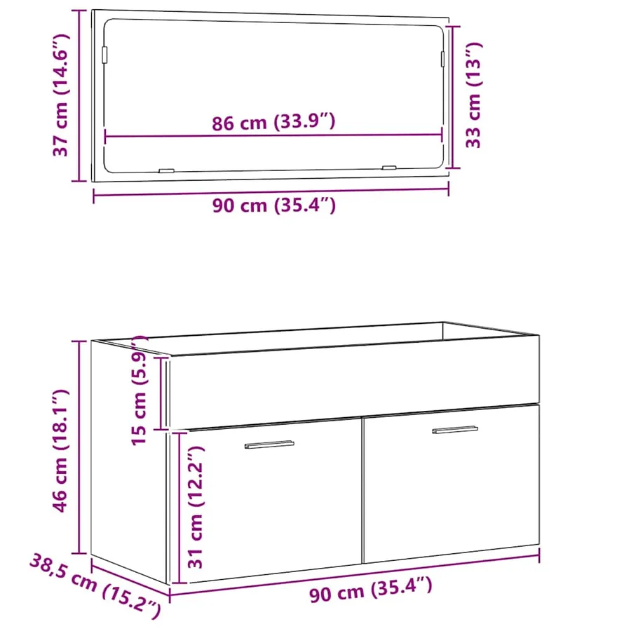 Ensemble de mobilier de salle de bain 2 pcs Chêne noir - 12