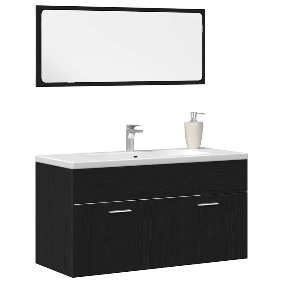 Ensemble de mobilier de salle de bain 2 pcs Chêne noir - 3