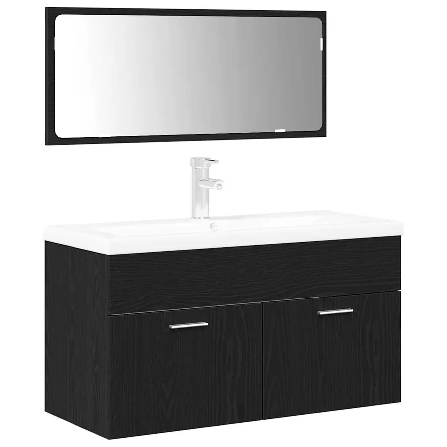 Ensemble de mobilier de salle de bain 3 pcs Chêne noir - 2