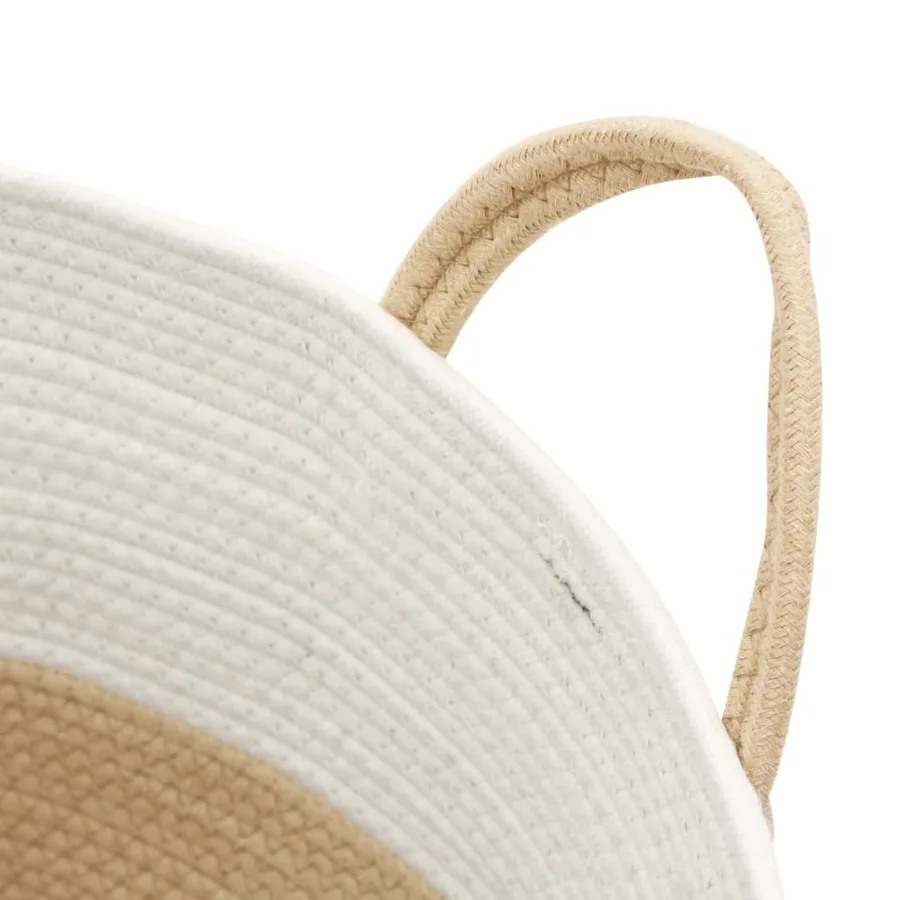 Panier de rangement beige et blanc Ø38x46 cm coton - 6