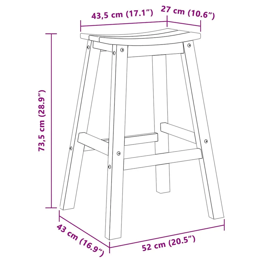Tabouret de bar 2 pcs Blanc 52 x 43 x 73,5 cm HDPE - 8