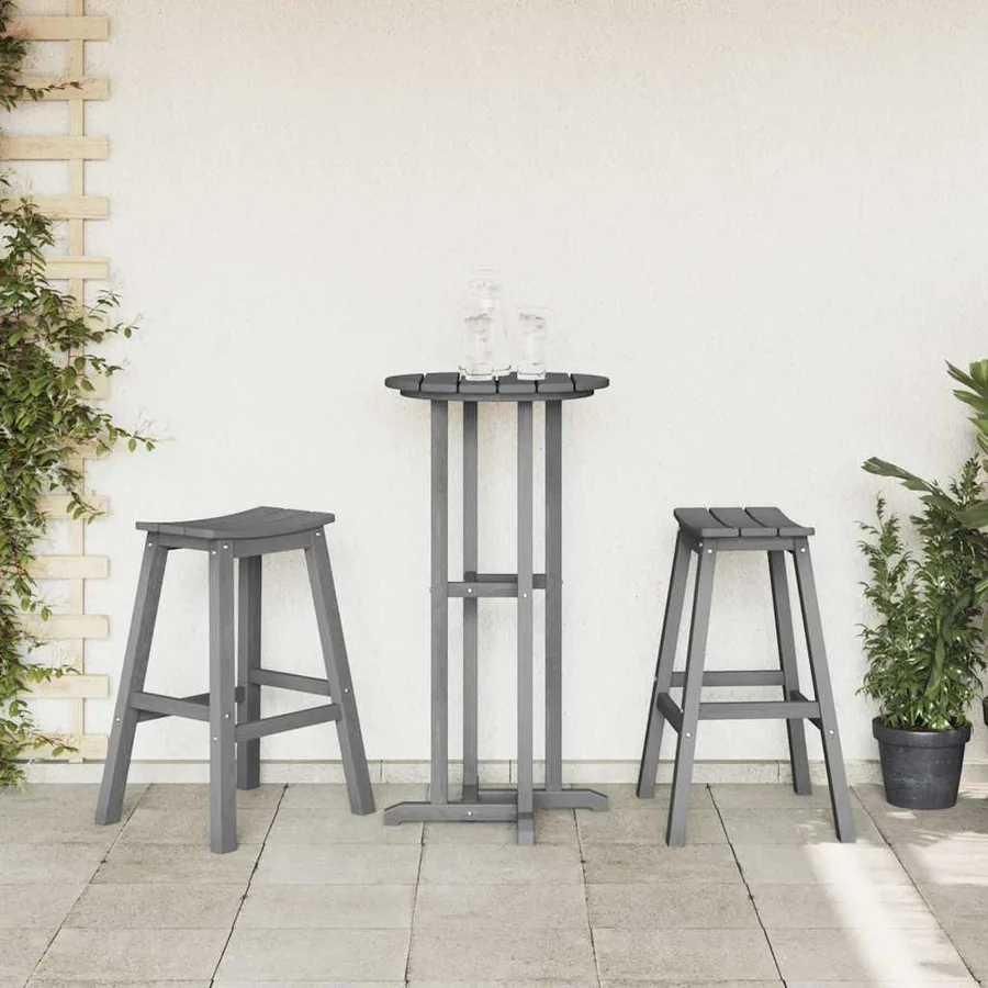 Tabouret de bar 2 pcs Gris clair 52 x 43 x 73,5 cm HDPE - 3