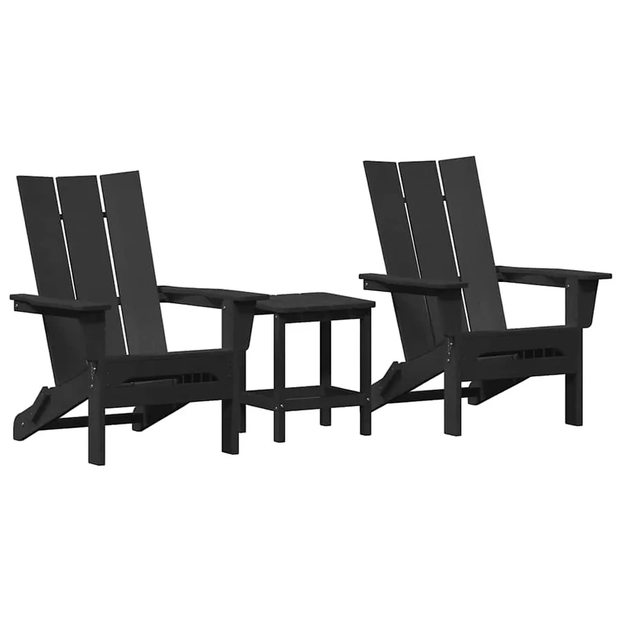 Chaise de jardin 3 pcs Noir 80.5 x 74.5 x 92 cm Polyéthylène - 2