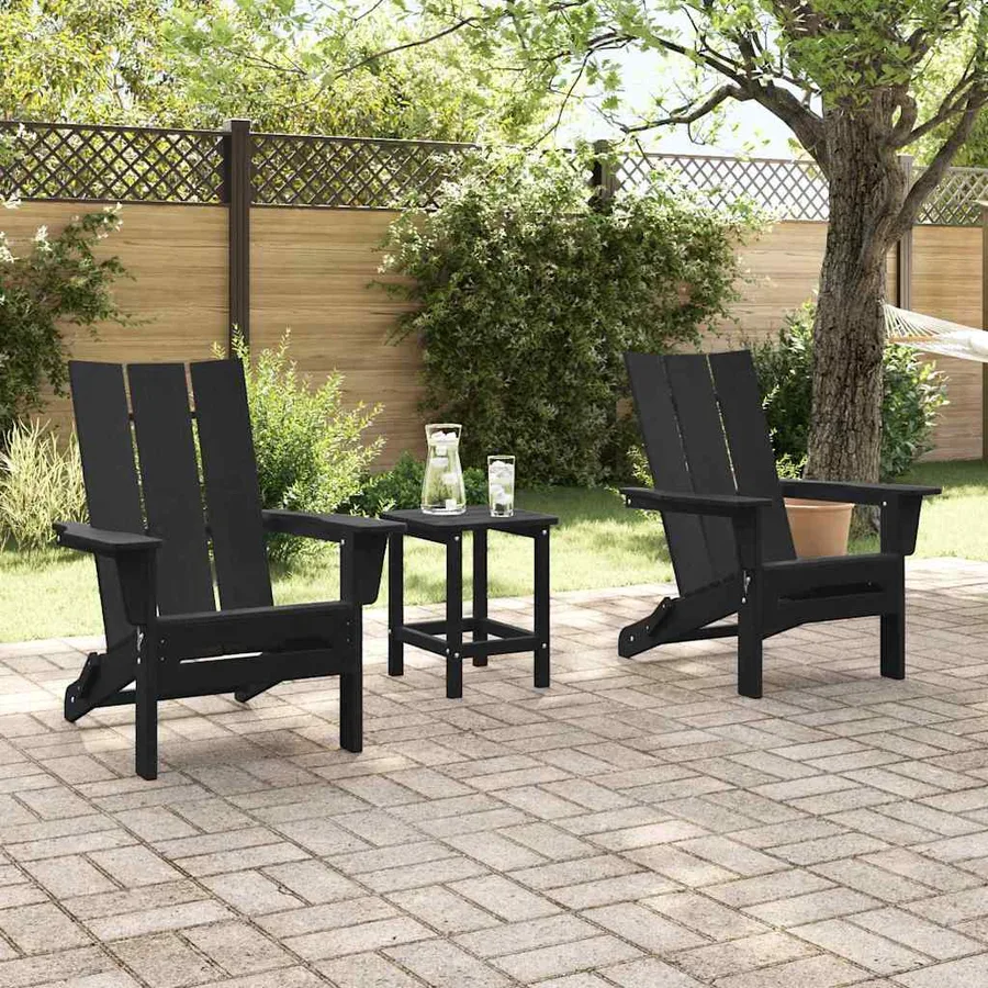 Chaise de jardin 3 pcs Noir 80.5 x 74.5 x 92 cm Polyéthylène - 4
