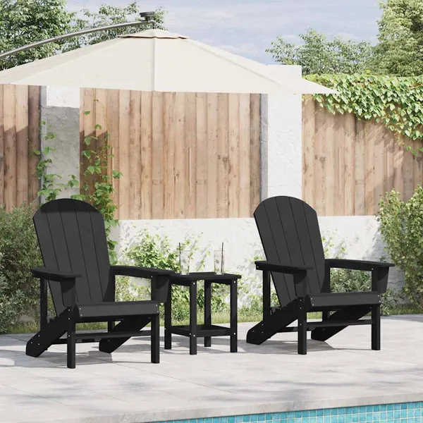Chaise de jardin 3 pcs Noir Polyéthylène