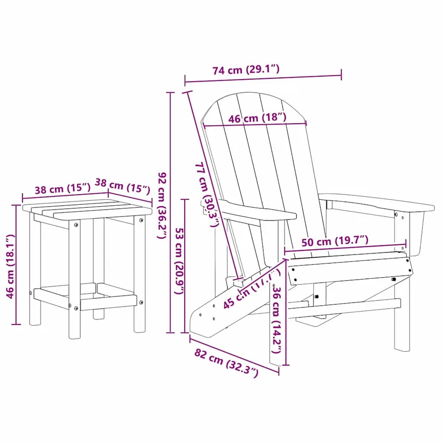 Chaise de jardin 3 pcs Blanc Polyéthylène - 11