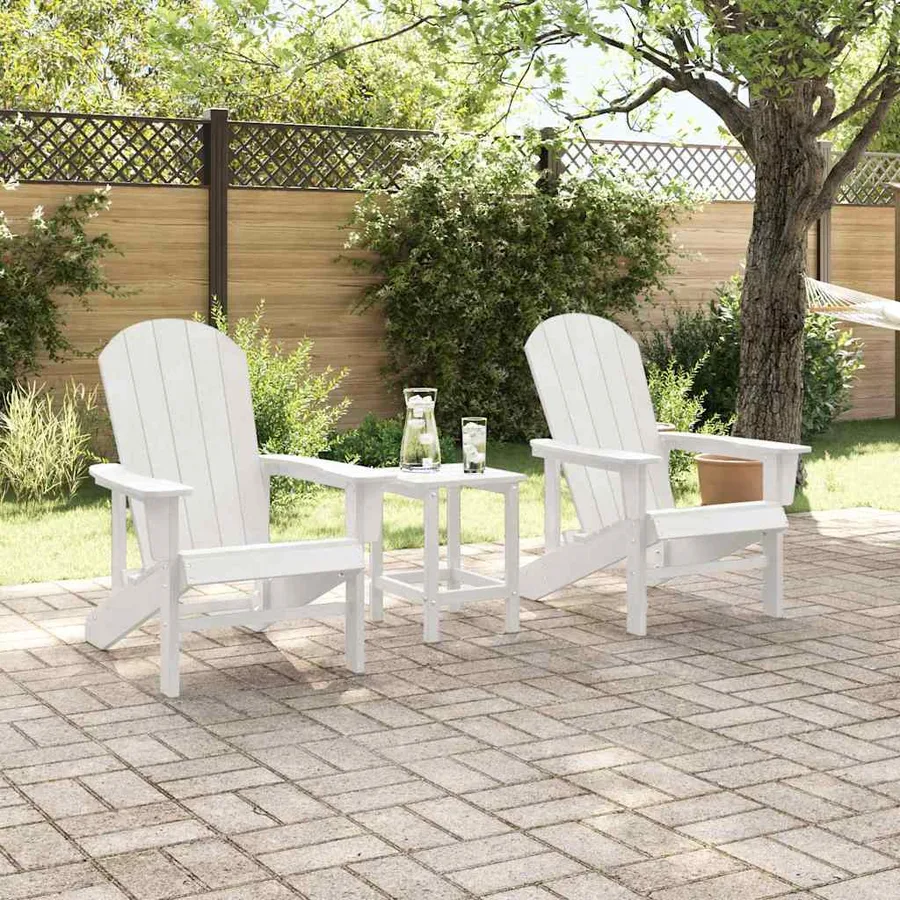 Chaise de jardin 3 pcs Blanc Polyéthylène - 4