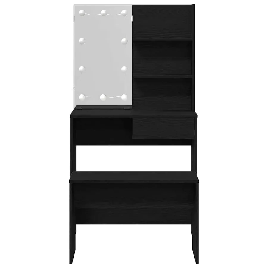 Ensemble de table de maquillage LED 2 pcs Chêne noir - 9