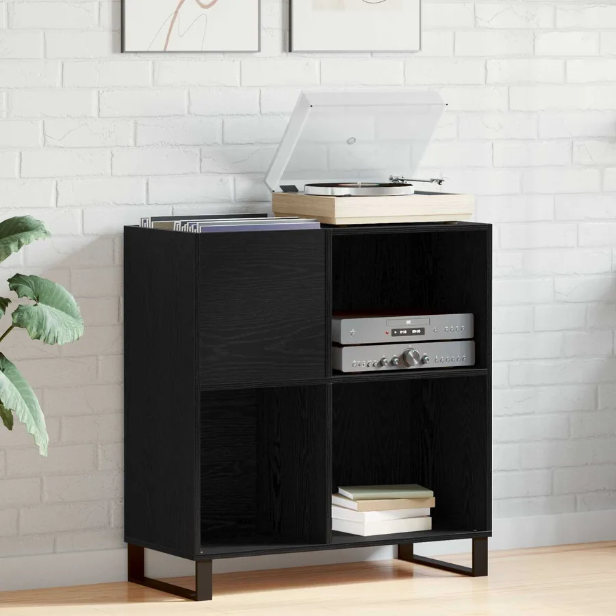 Meuble à vinyles Chêne noir 85 x 38 x 89 cm Bois d'ingénierie