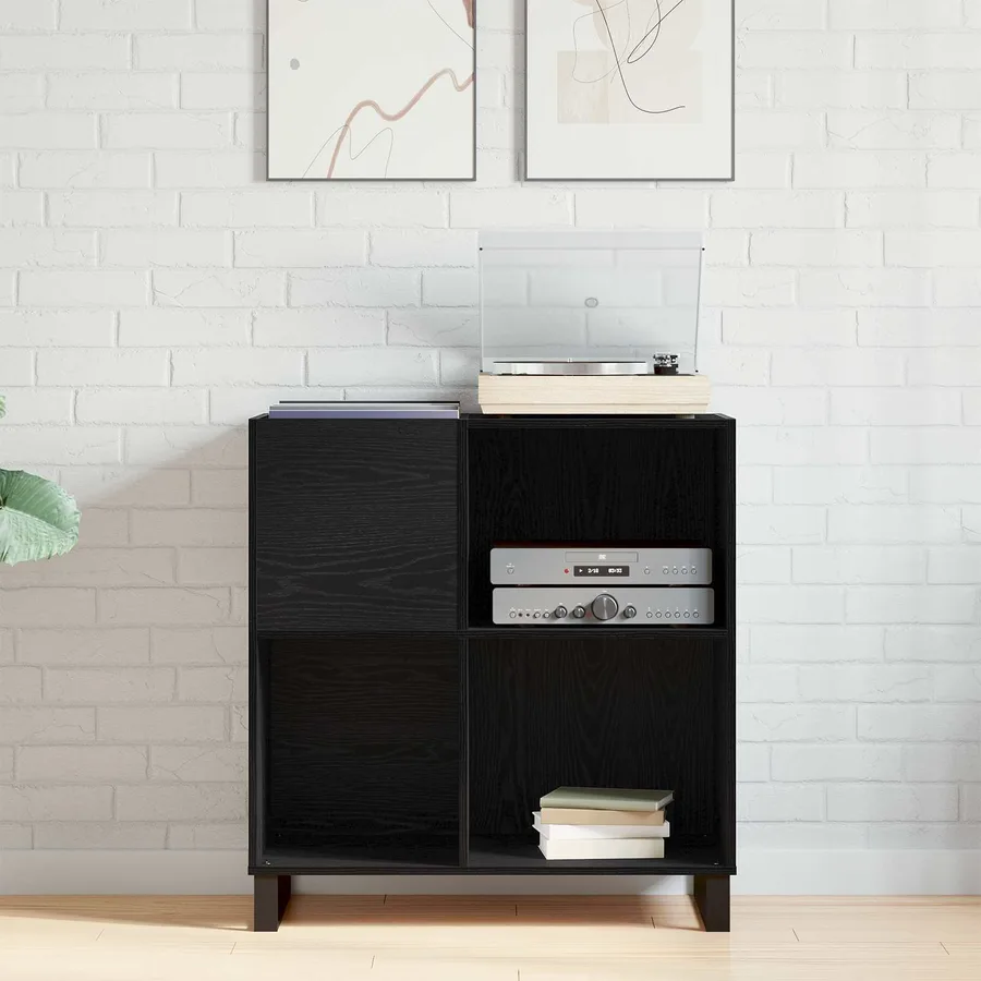 Meuble à vinyles Chêne noir 85 x 38 x 89 cm Bois d'ingénierie - 4