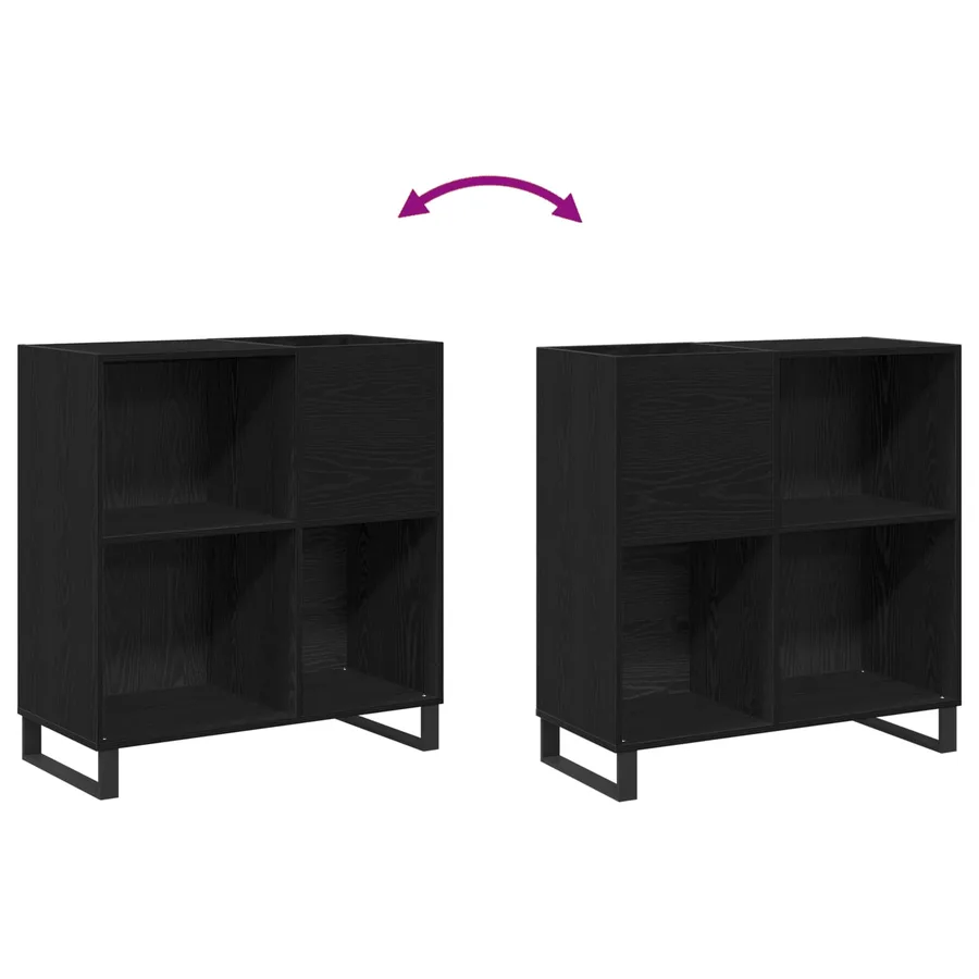 Meuble à vinyles Chêne noir 85 x 38 x 89 cm Bois d'ingénierie - 9