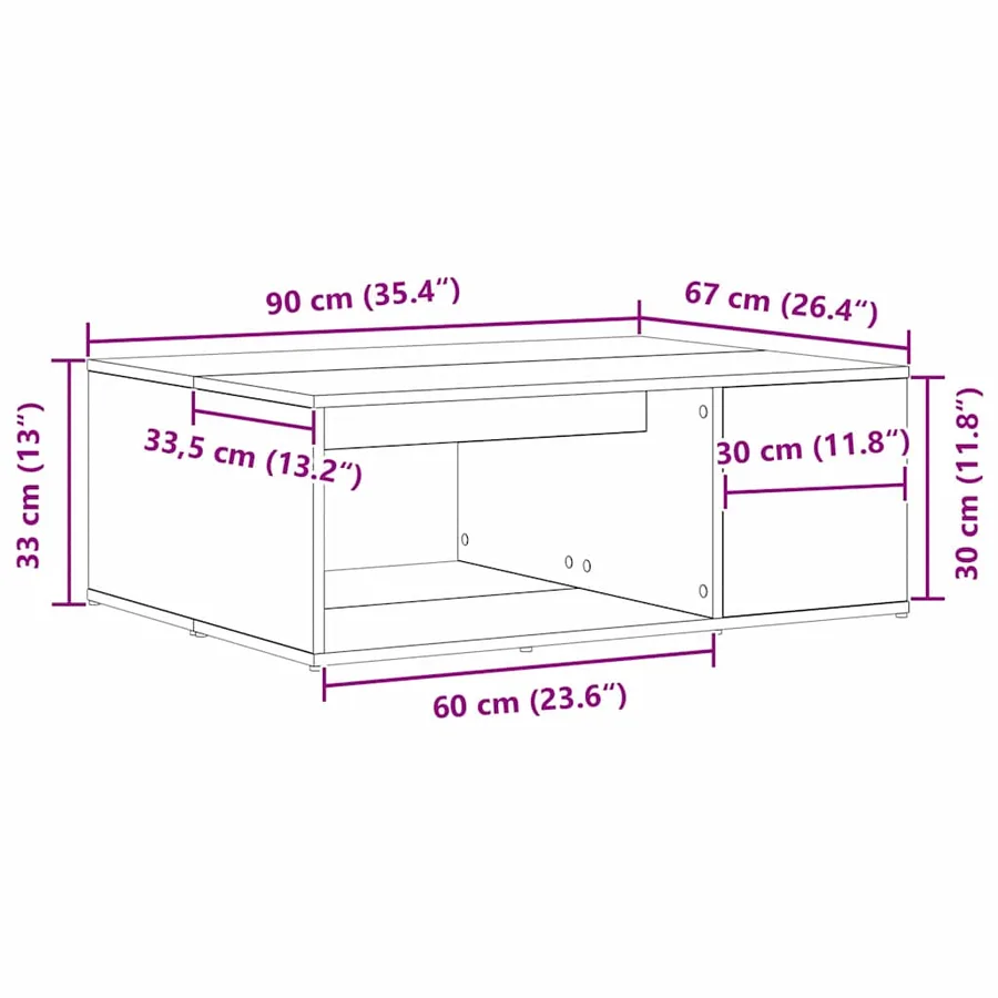 Table basse Chêne noir 90 x 67 x 33 cm Bois d'ingénierie - 10