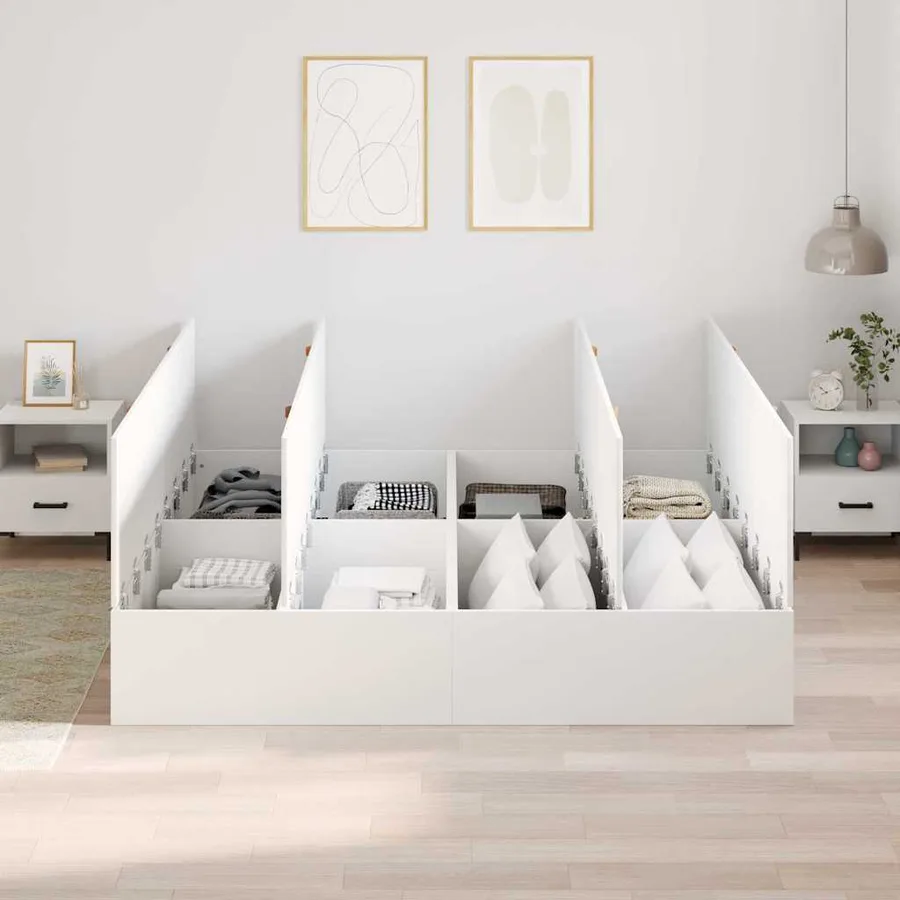 Cadre de lit avec rangement avec stockage Blanc 180 x 200 cm - 3