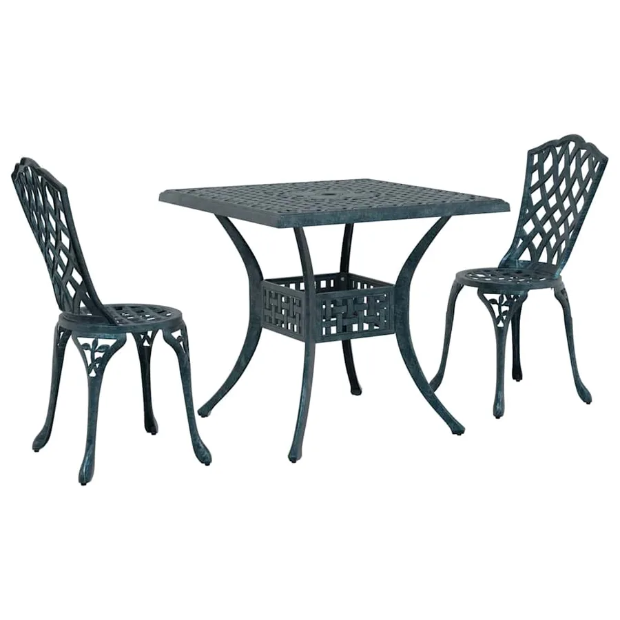 Ensemble de tables de jardin 3 pcs Vert Aluminium coulé - 2