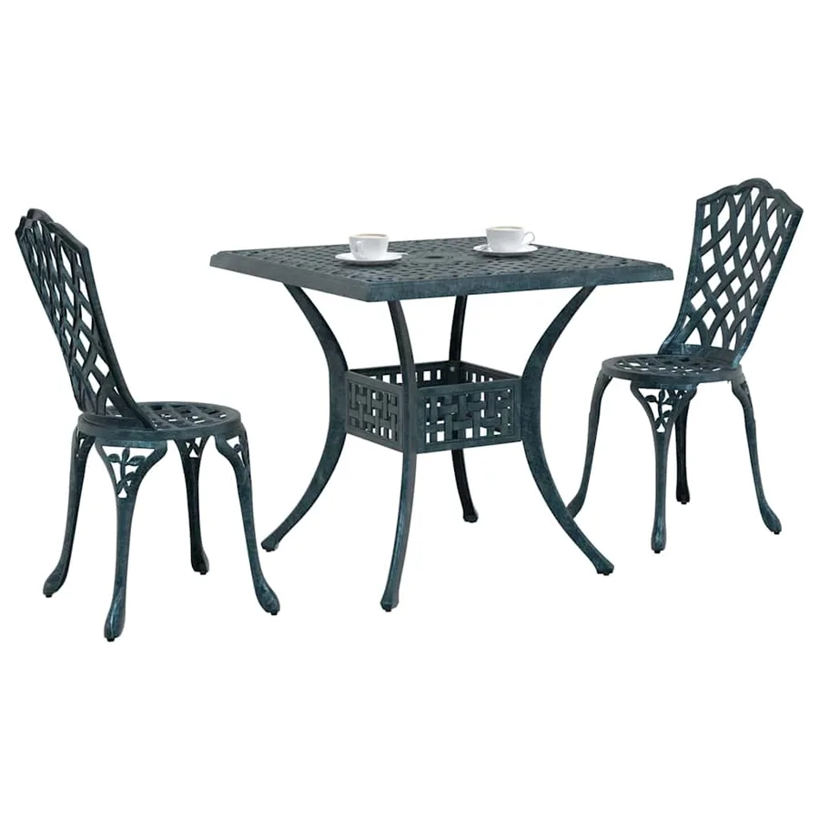 Ensemble de tables de jardin 3 pcs Vert Aluminium coulé - 3