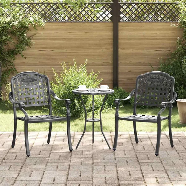 Chaise de jardin 2 pcs Noir 55 x 56,5 x 91cm Aluminium