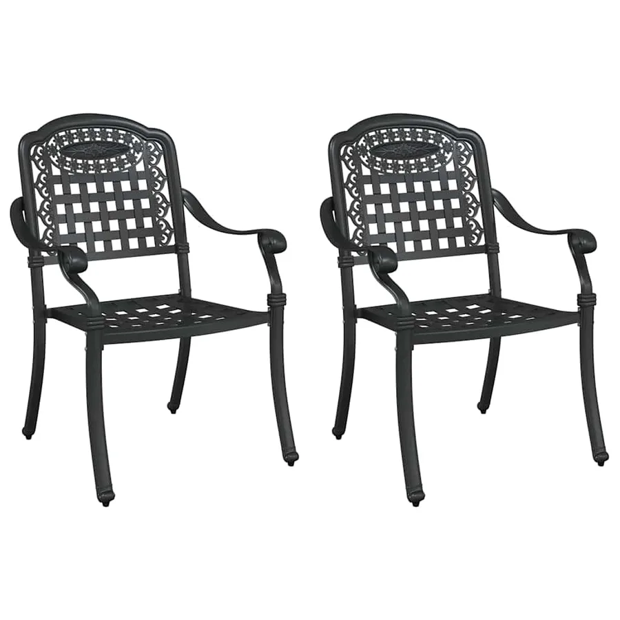 Chaise de jardin 2 pcs Noir 55 x 56,5 x 91cm Aluminium - 2