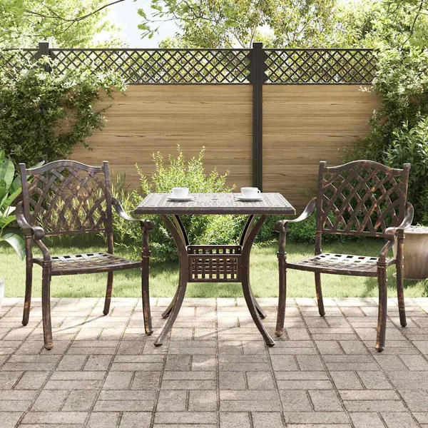Ensemble de tables de jardin 3 pcs Bronze Aluminium coulé