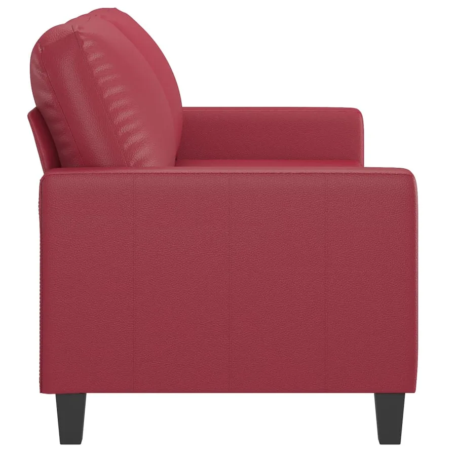 Canapé à 2 places Rouge bordeaux 140 cm Similicuir - 4